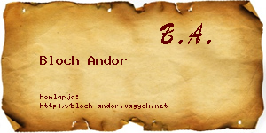 Bloch Andor névjegykártya